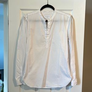 Sandro Paris Men’s white half button down shirt